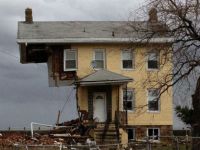 House Smashed by Sandy Storm